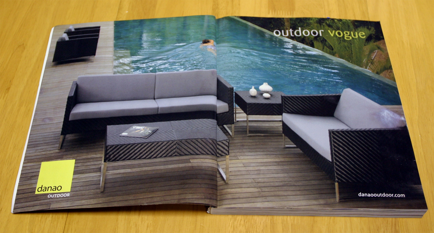 Magazine advertisement design for an outdoor furniture manufacturer